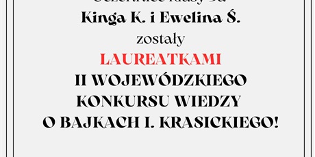 Laureatki II Wojewódzkiego Konkursu Wiedzy o Bajkach I. Krasickiego